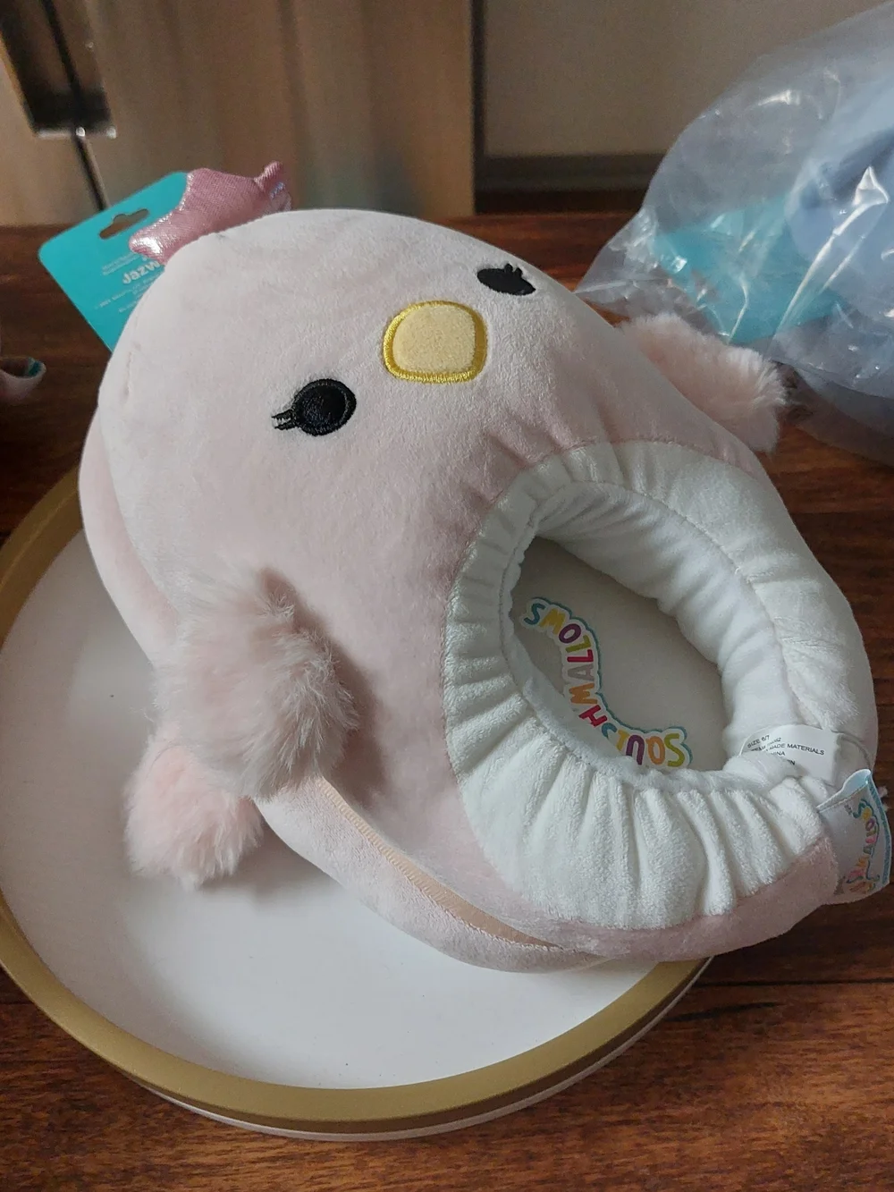 Pink Plush Bird Slipper with Crown - Squishmallows